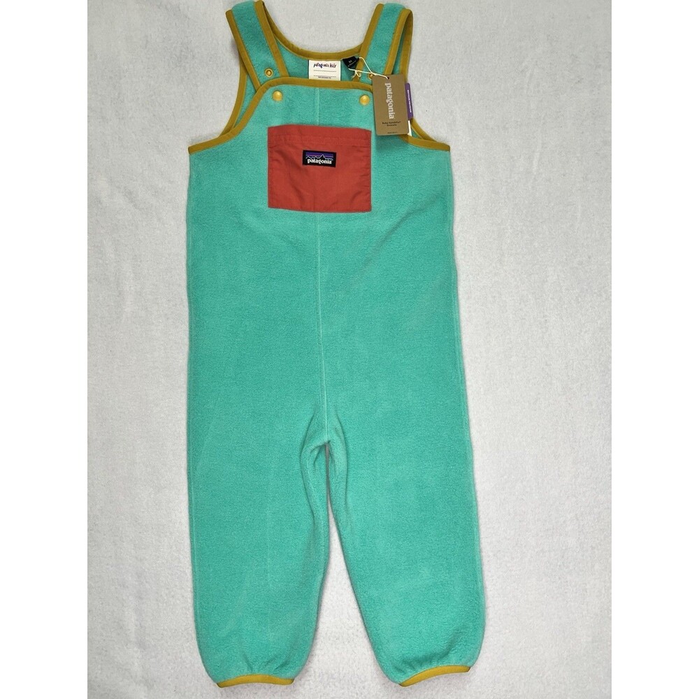 Patagonia Kids Baby Synchilla 1 Piece Fleece Overalls Adjustable Straps 3T Teal - Picture 1 of 6